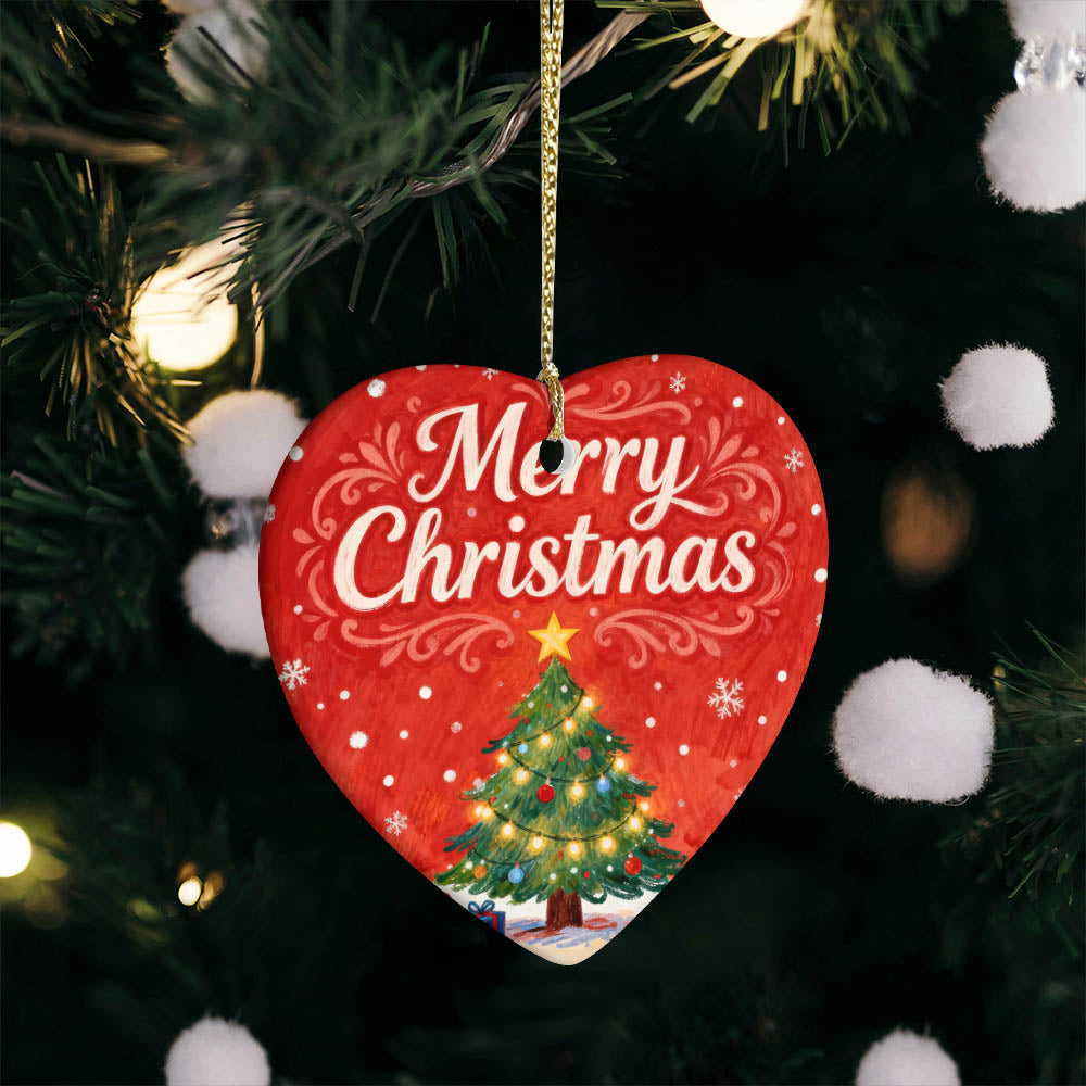 Heart Shaped Ceramic Ornament Double Sided Print
