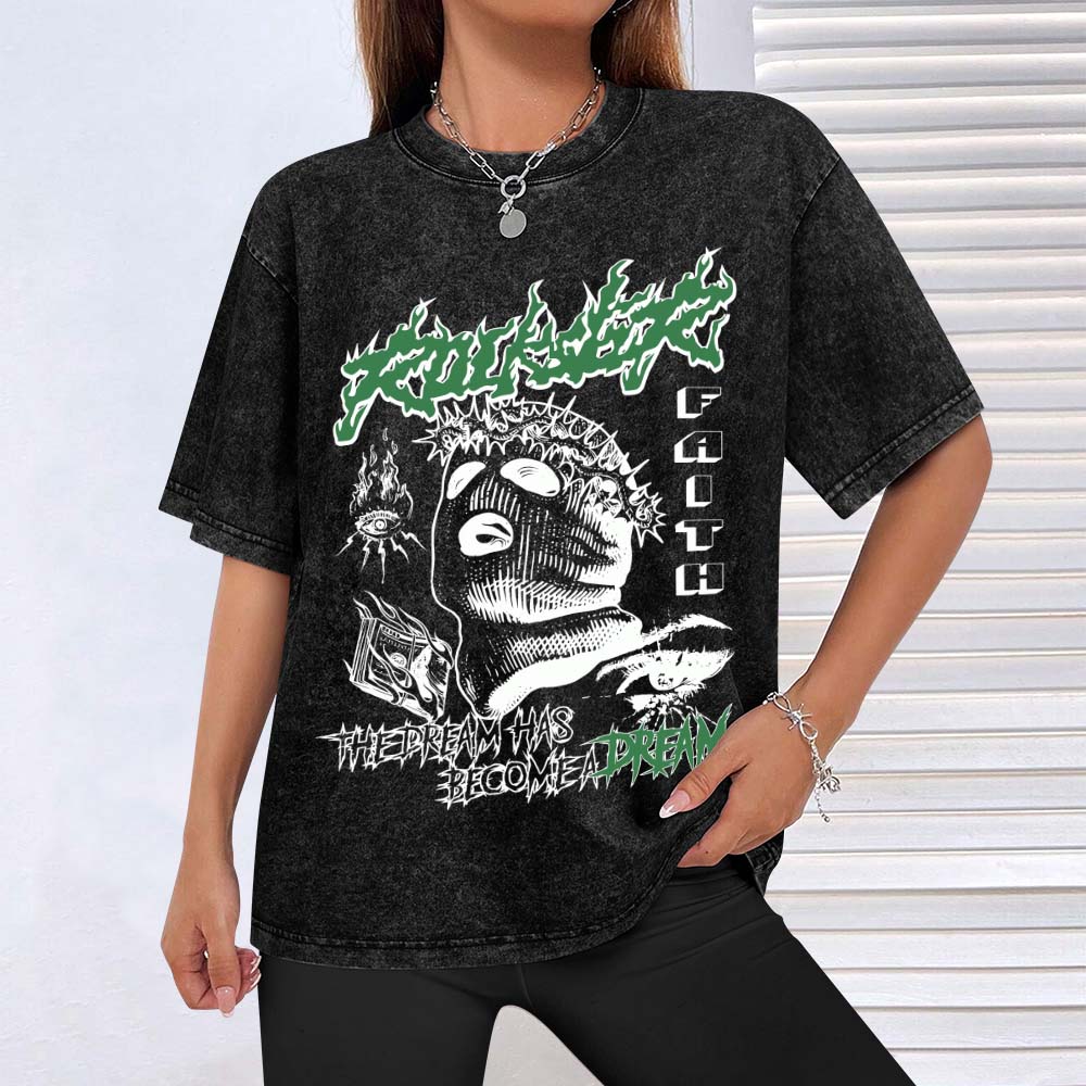 Water Wash Short Sleeve Tee Double Sided Print Tbb001
