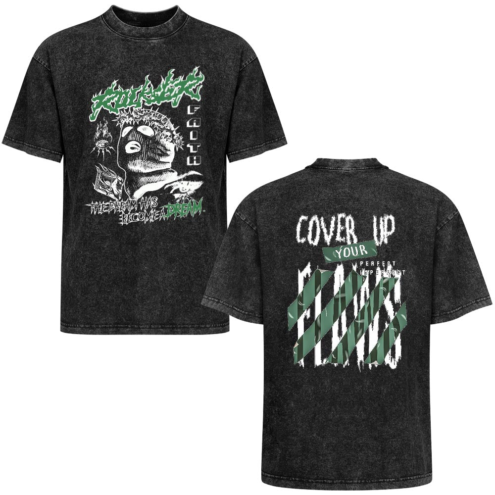 Water Wash Short Sleeve Tee Double Sided Print Tbb001