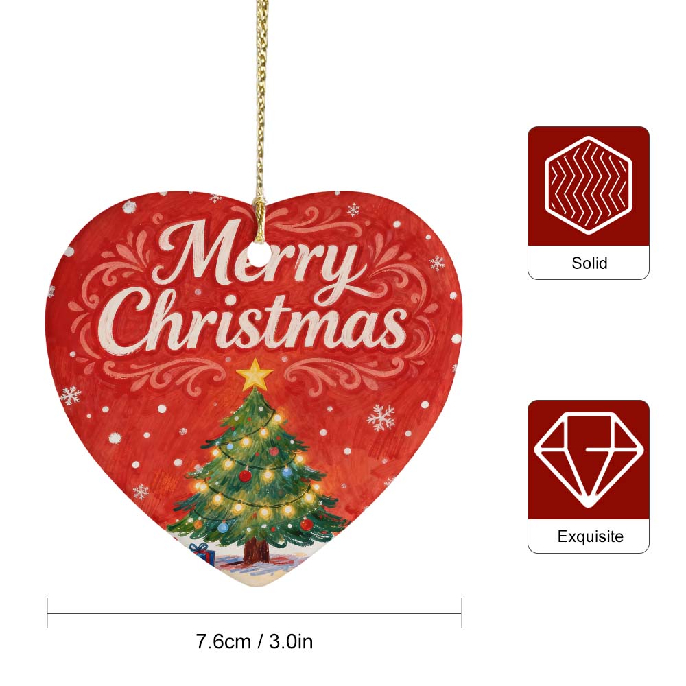 Heart Shaped Ceramic Ornament Double Sided Print