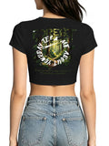 Women Elastic Crop Top Back Print