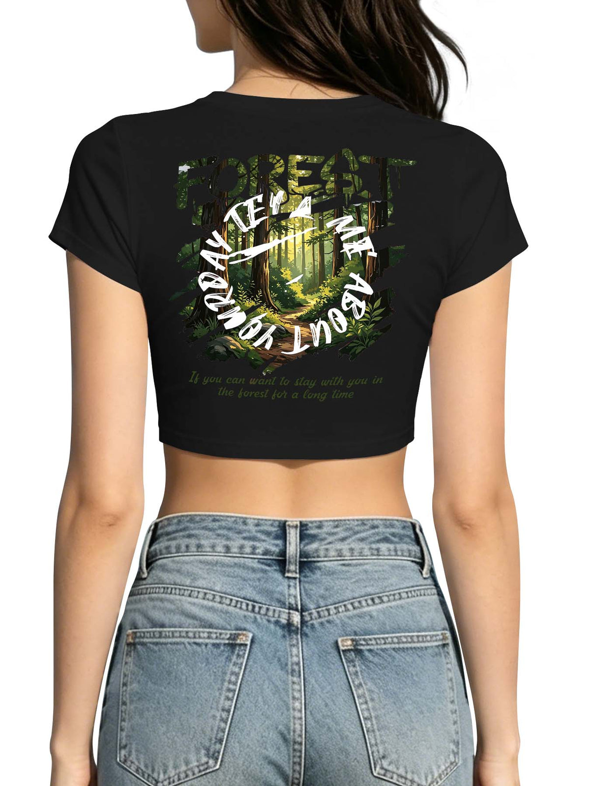 Women Elastic Crop Top Back Print