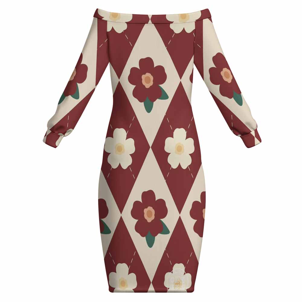 Mexican Long Sleeve Dress Simple Model