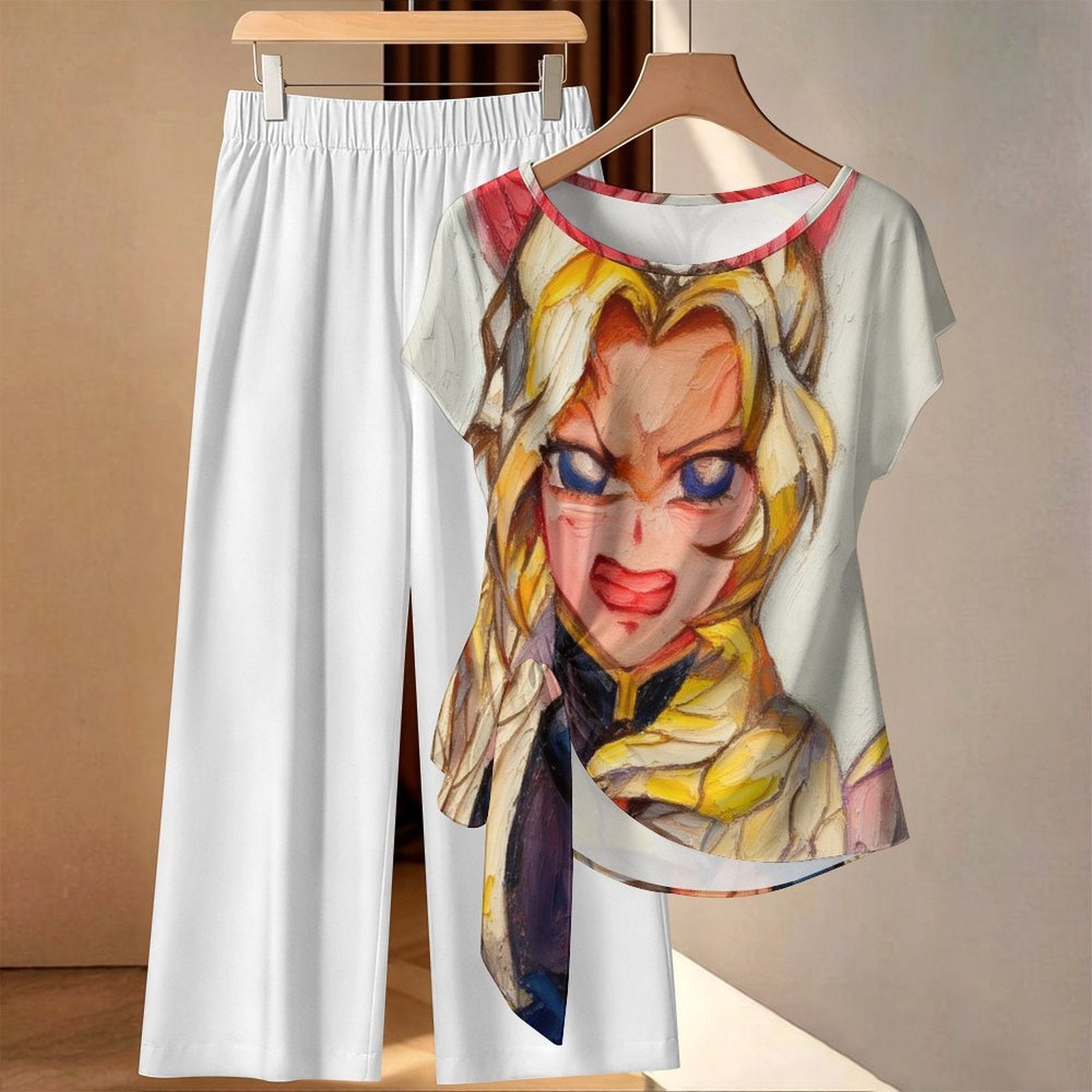 Strap top wide leg pants set