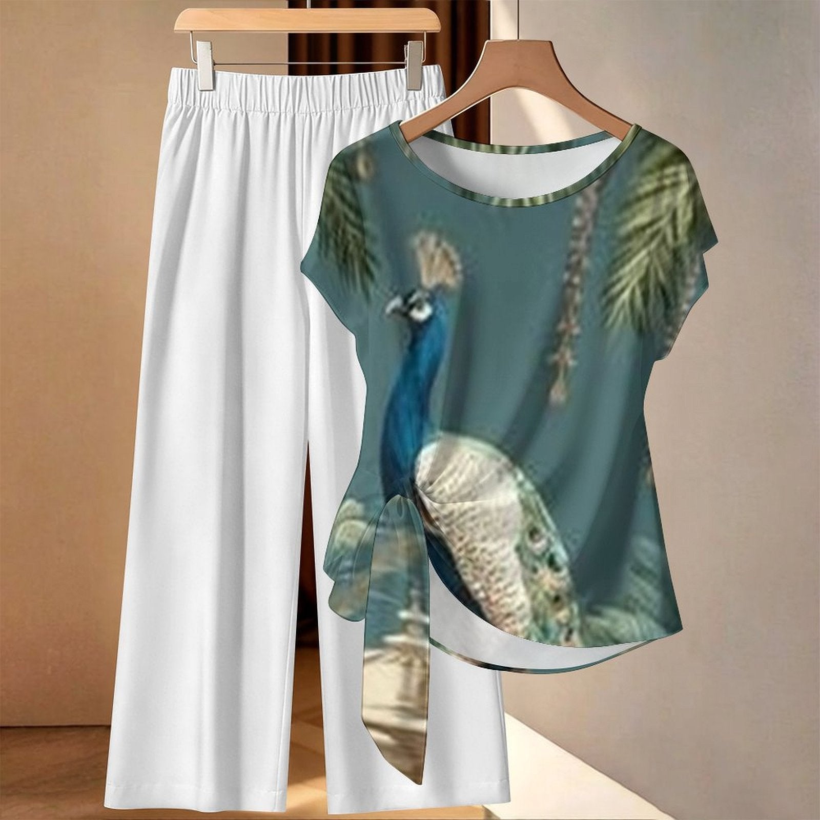 Strap top wide leg pants set