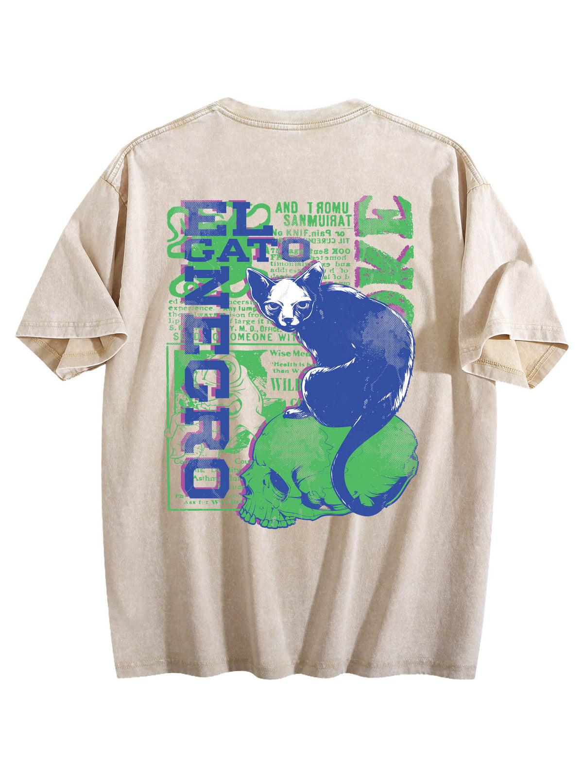 Water Wash Cotton Tee Back Print Tbb001