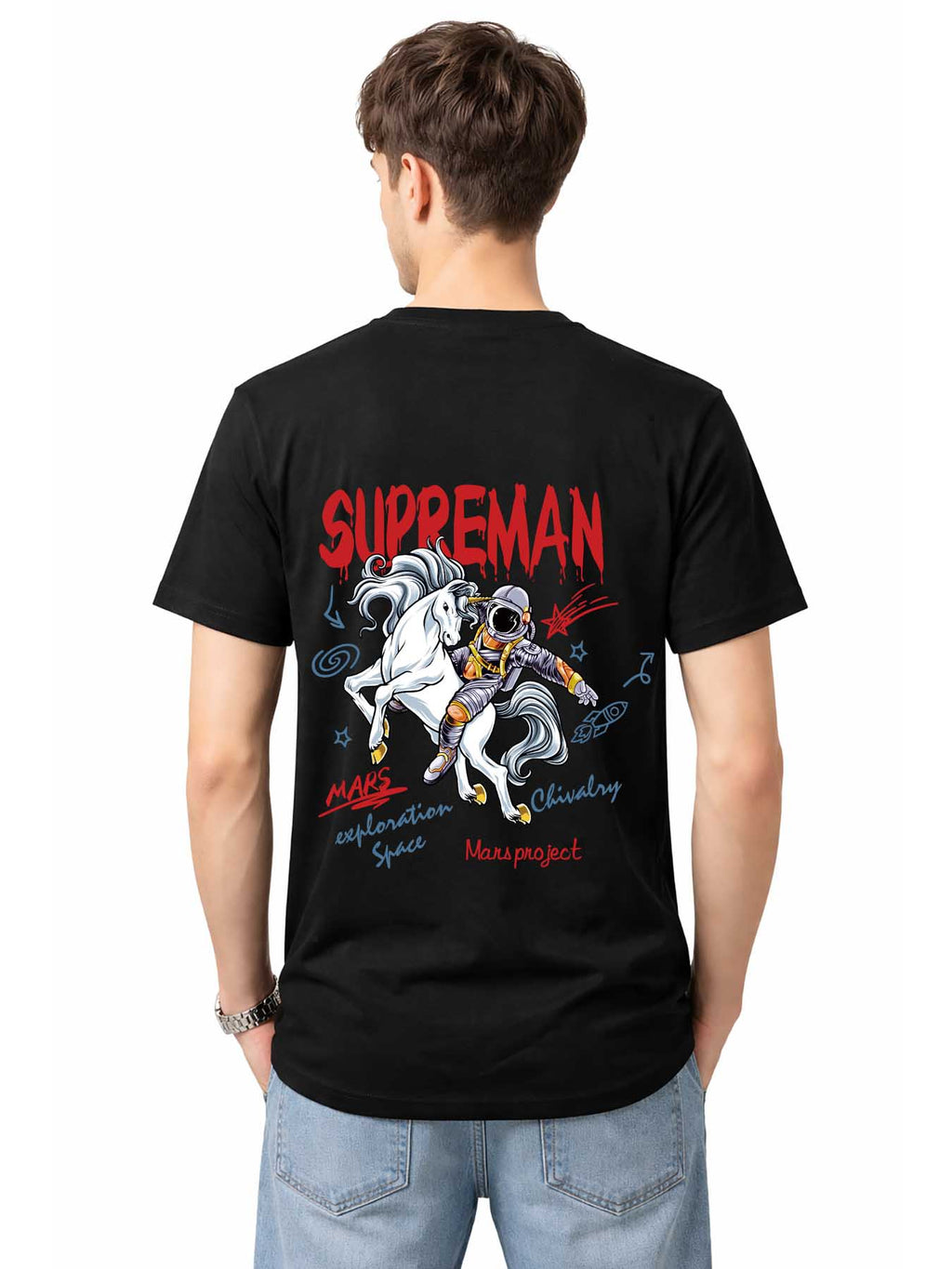 Uk/eu Size 100% Cotton T-shirt (back Heat Transfer Print)