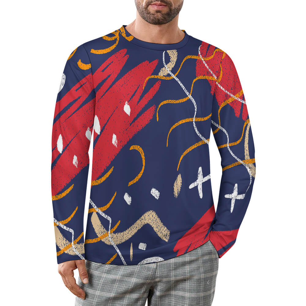 Loose Full Print Long Sleeve T-shirt A12l