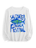 Round Neck Long Sleeve T Shirt Single Sided Print
