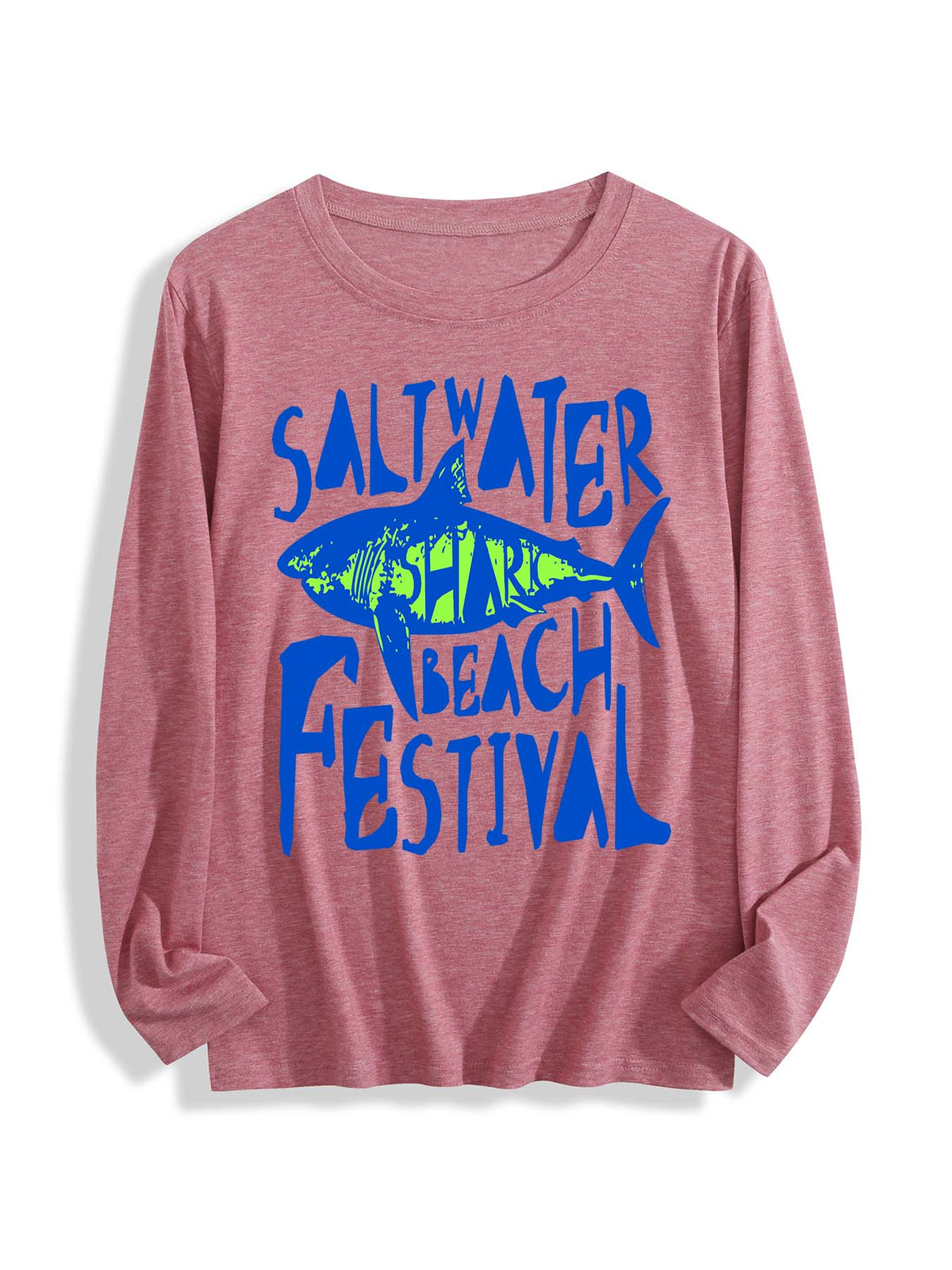 Round Neck Long Sleeve T Shirt Single Sided Print