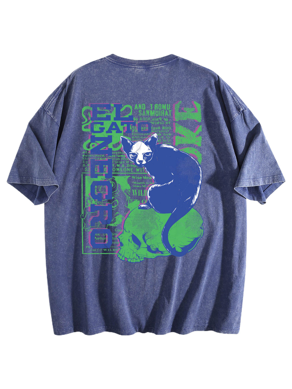 Water Wash Cotton Tee Back Print Tbb001