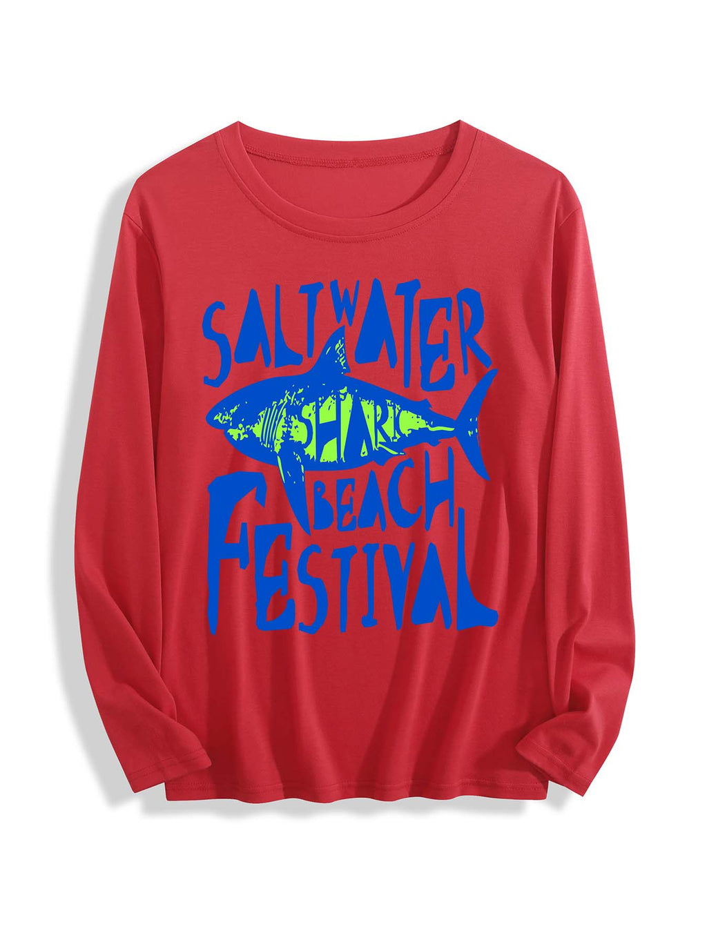 Round Neck Long Sleeve T Shirt Single Sided Print