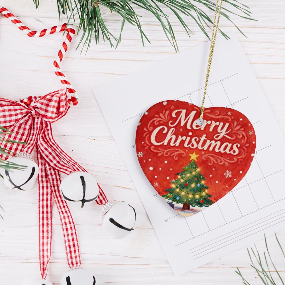 Heart Shaped Ceramic Ornament Double Sided Print