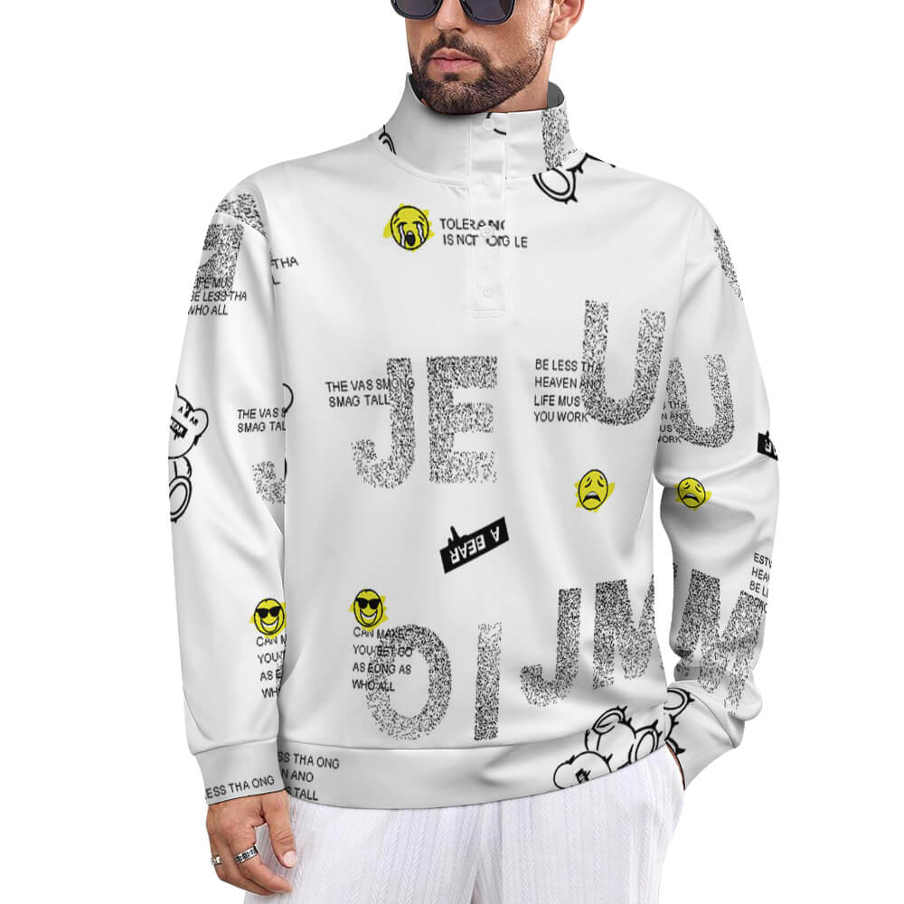 Stand Collar Long Sleeve Sweatshirt Any- (single Image Multi-piece Option)