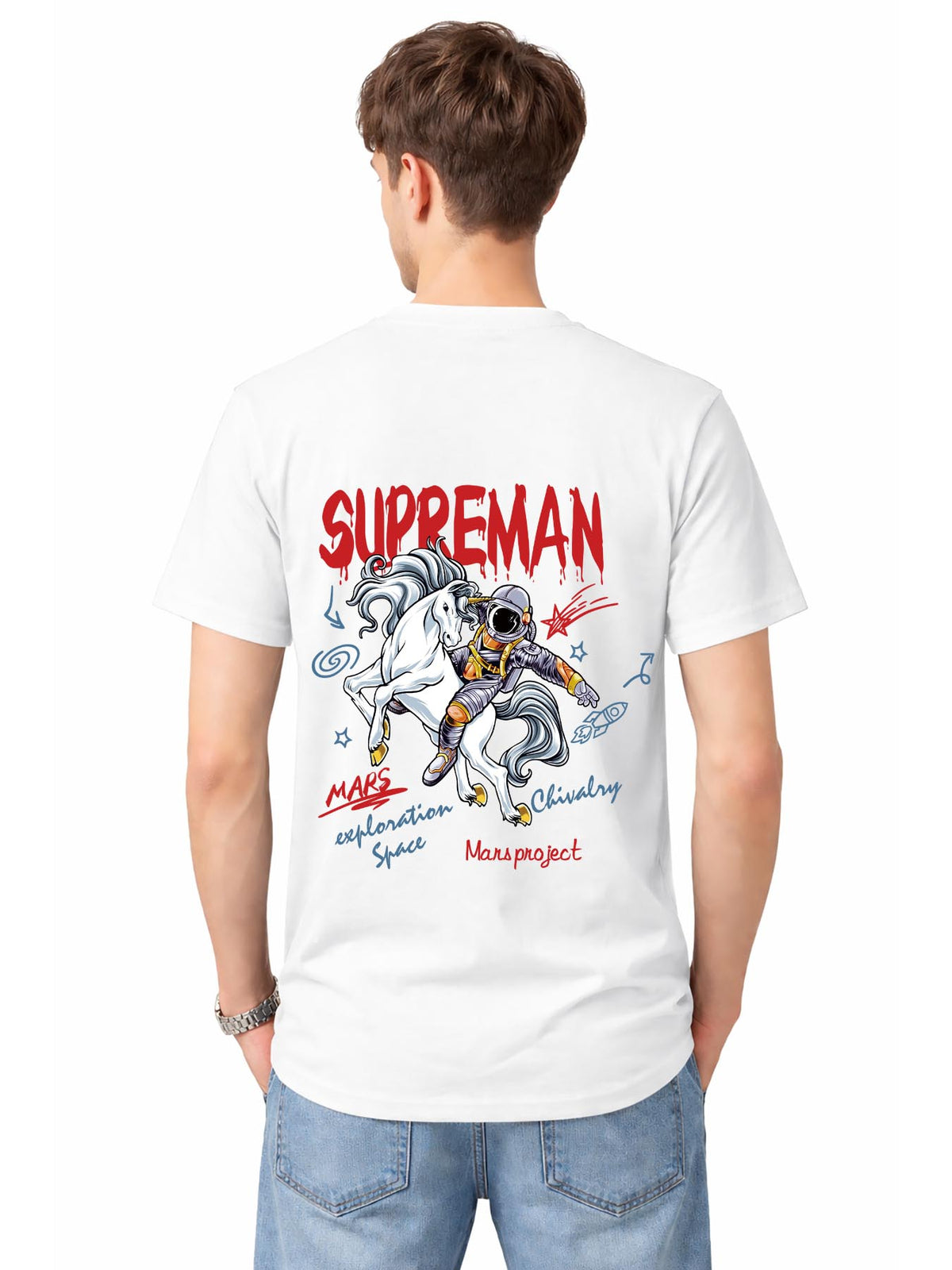 Uk/eu Size 100% Cotton T-shirt (back Heat Transfer Print)