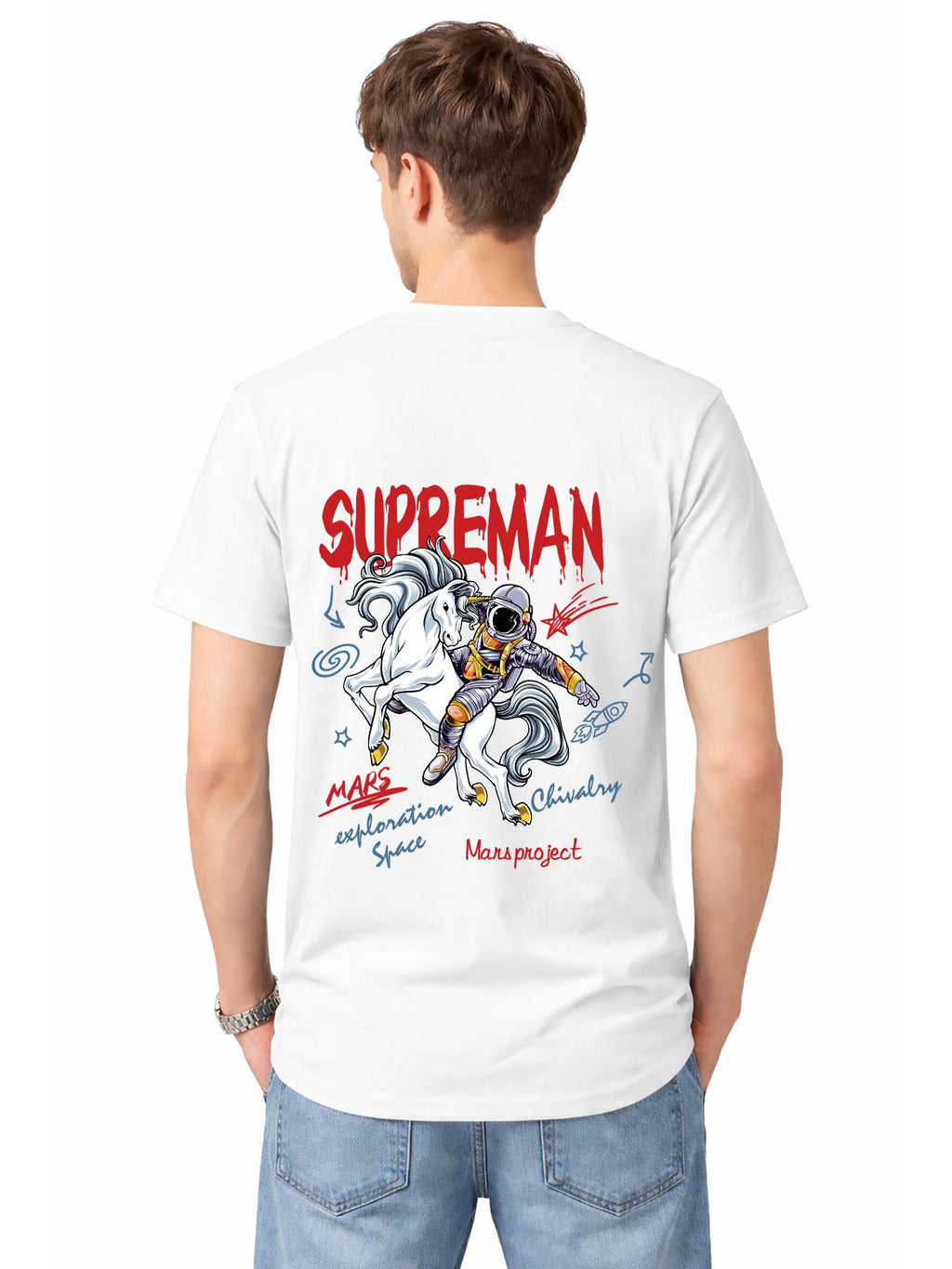 Uk/eu Size 100% Cotton T-shirt (back Heat Transfer Print)