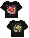 Women Elastic Crop Top Double Sided Print