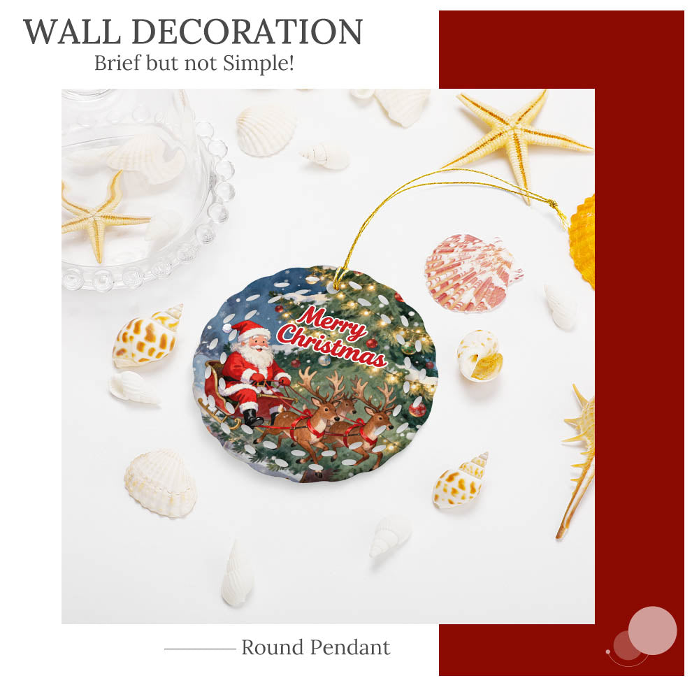 Ceramic Round Rice Grain Ornament Double Sided Print