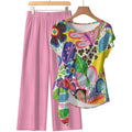 Women's Tie-front Top & Wide-leg Pants Set Lml021