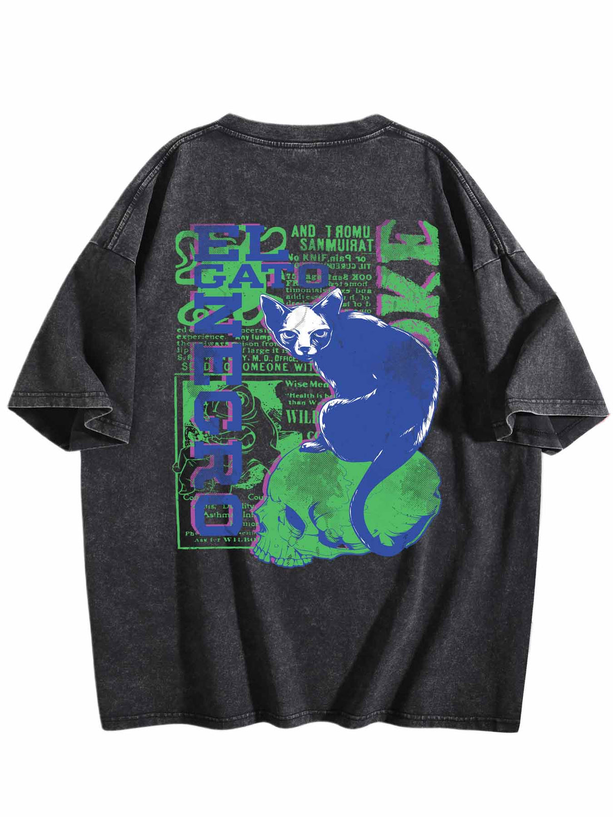 Water Wash Cotton Tee Back Print Tbb001