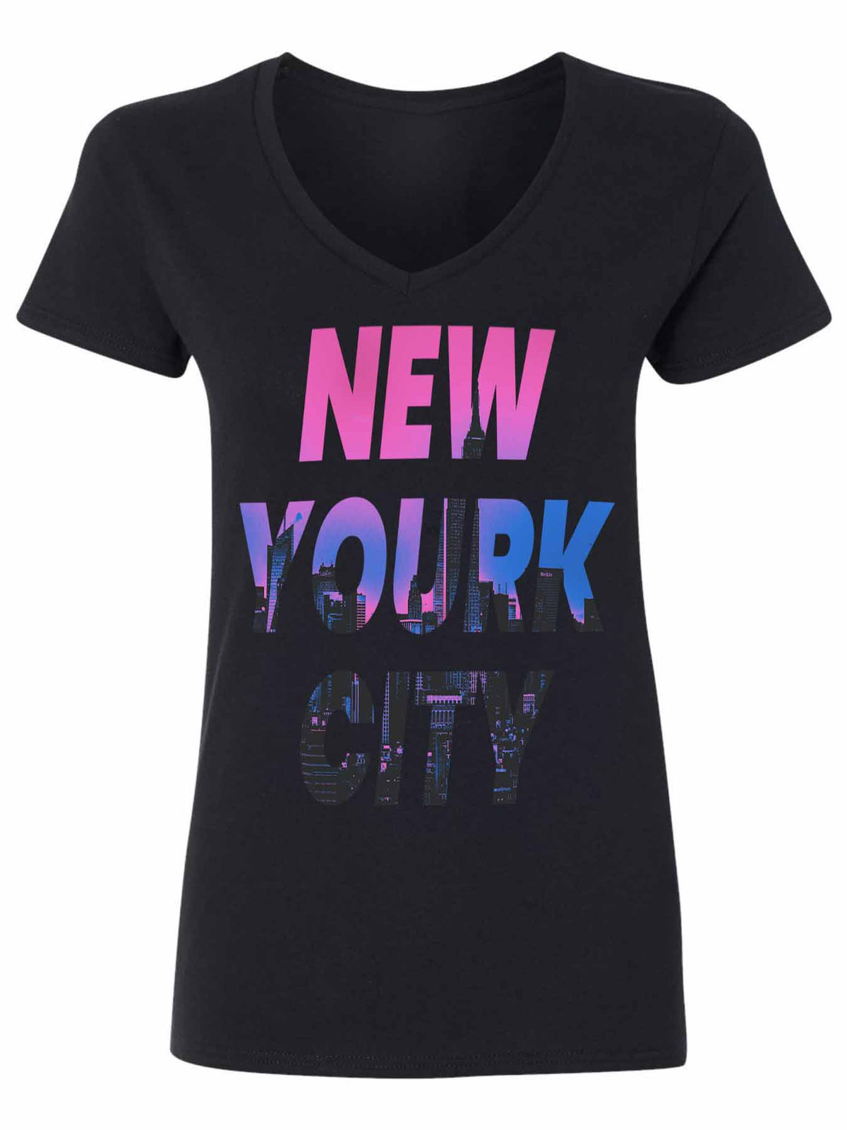 V Neck Women T Shirt Double Sided Print