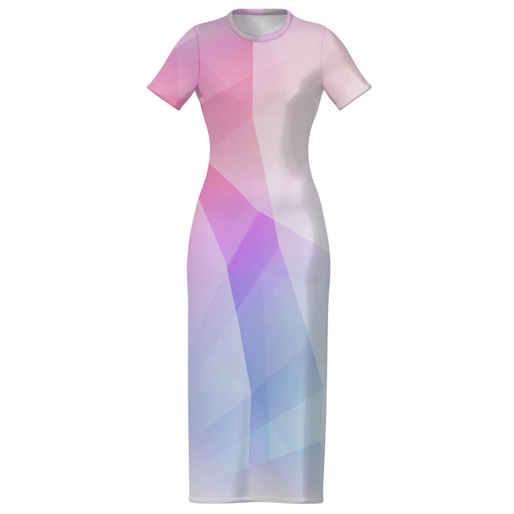 Short Sleeve Maxi Dress Rrdcq Single-sided Print