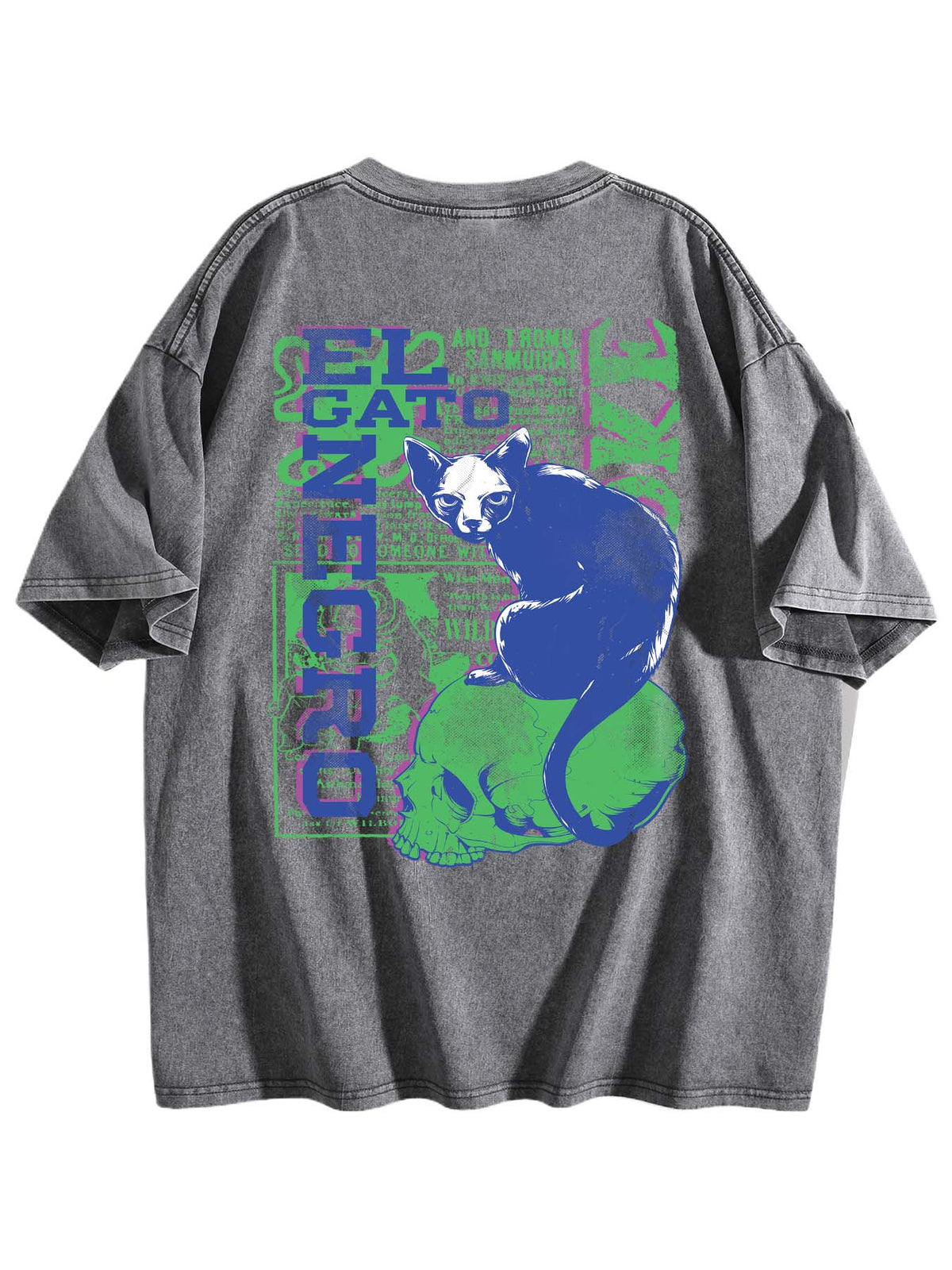 Water Wash Cotton Tee Back Print Tbb001