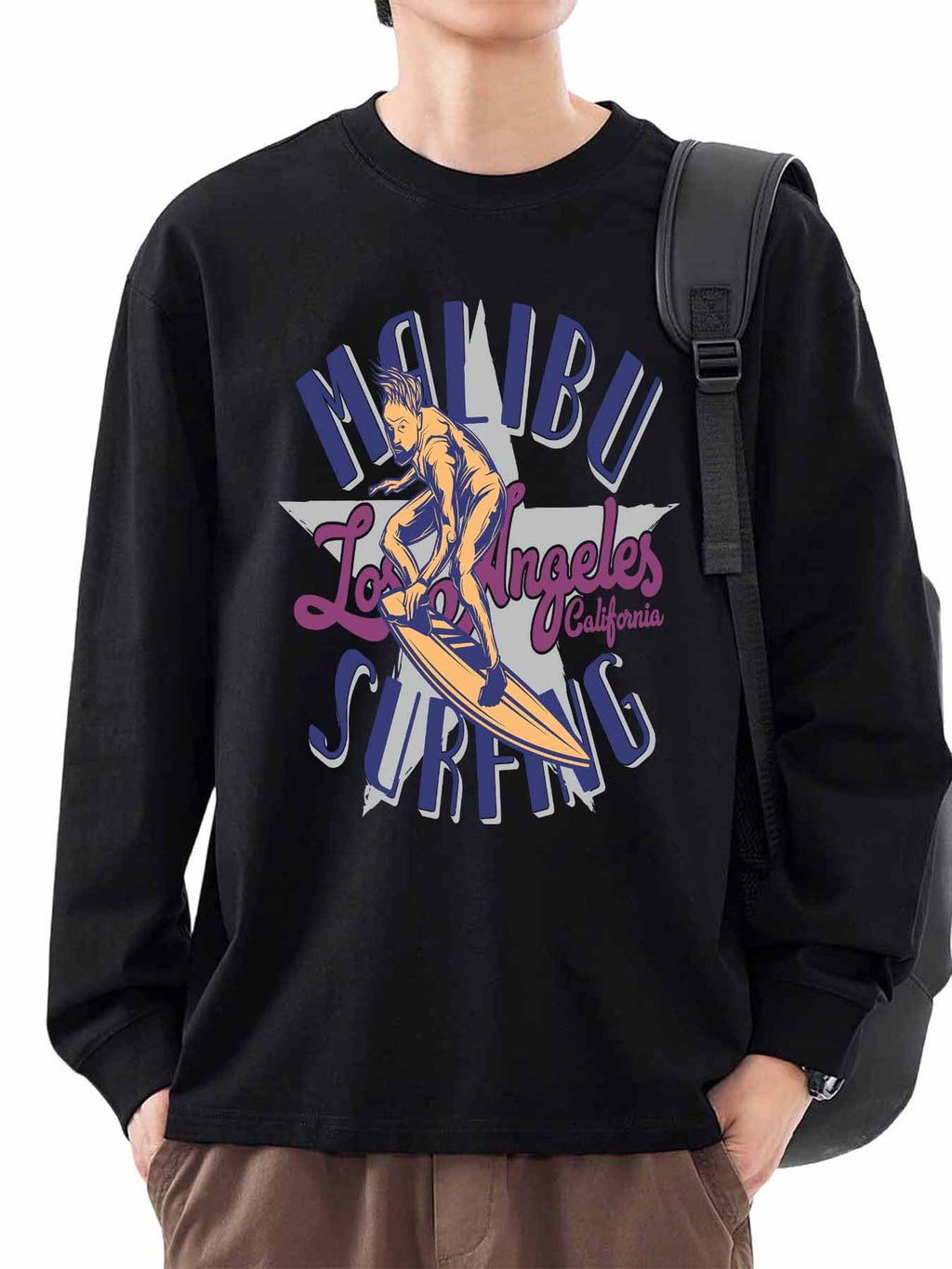 Cotton Long Sleeve Single Sided Print T Shirt