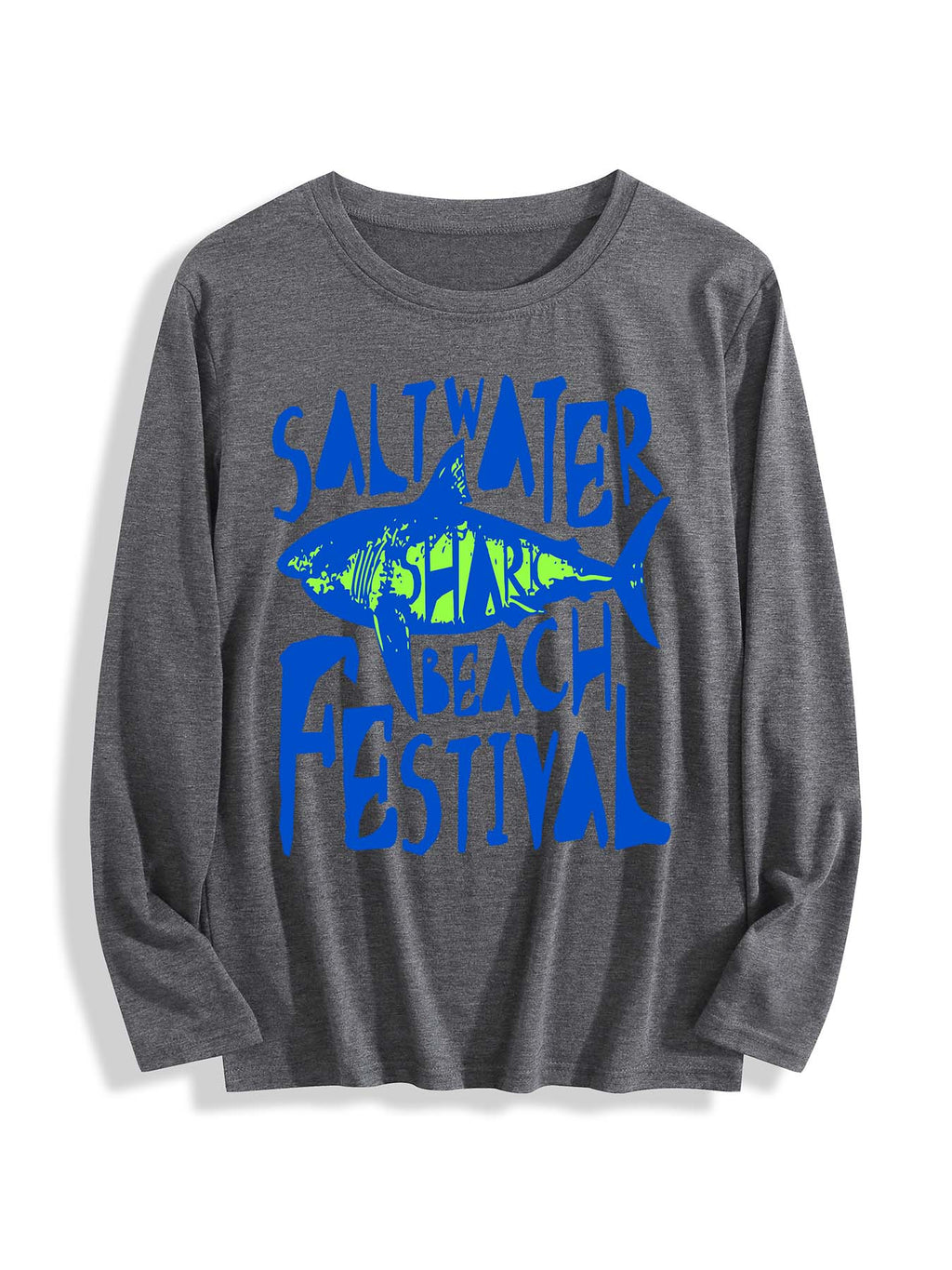 Round Neck Long Sleeve T Shirt Single Sided Print
