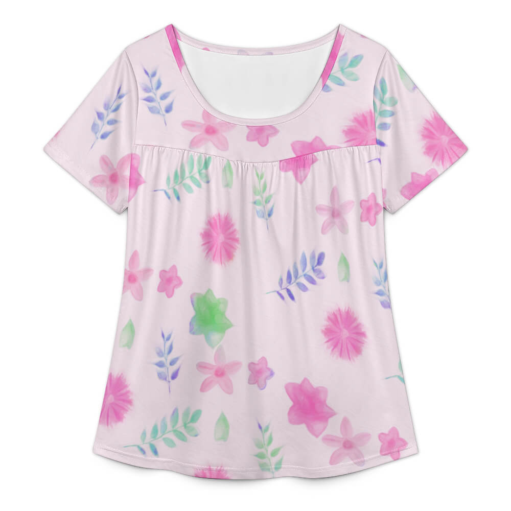 Round Neck Pleated Short Sleeve Sds-ylzzdx