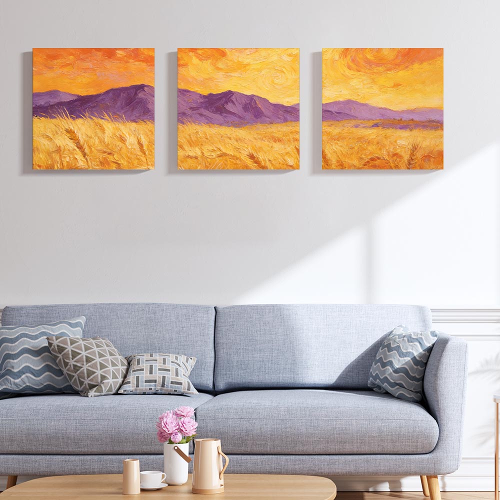 Decorative Frame Painting Triple Panel Design