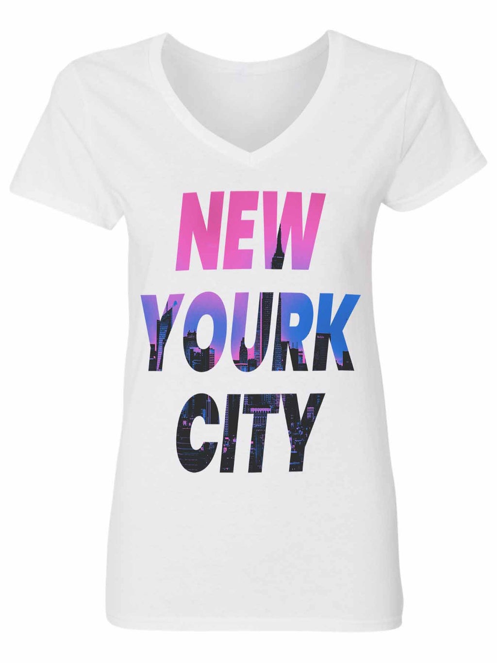 V Neck Women T Shirt Double Sided Print