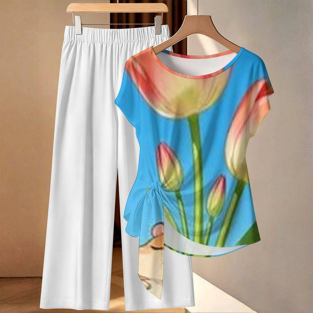 Strap top wide leg pants set