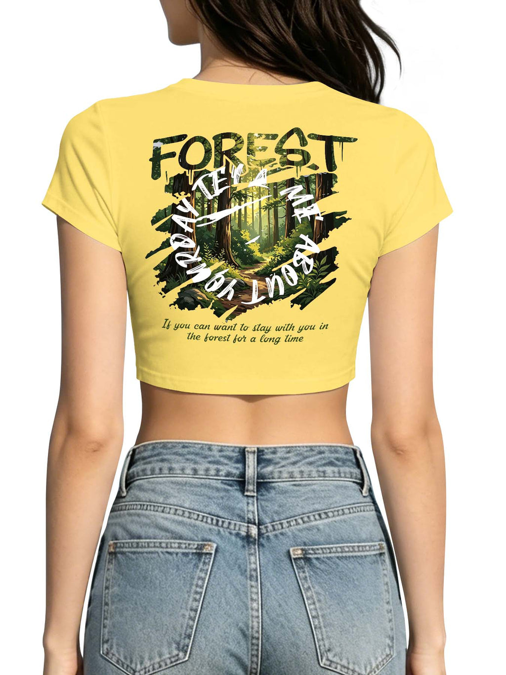 Women Elastic Crop Top Back Print