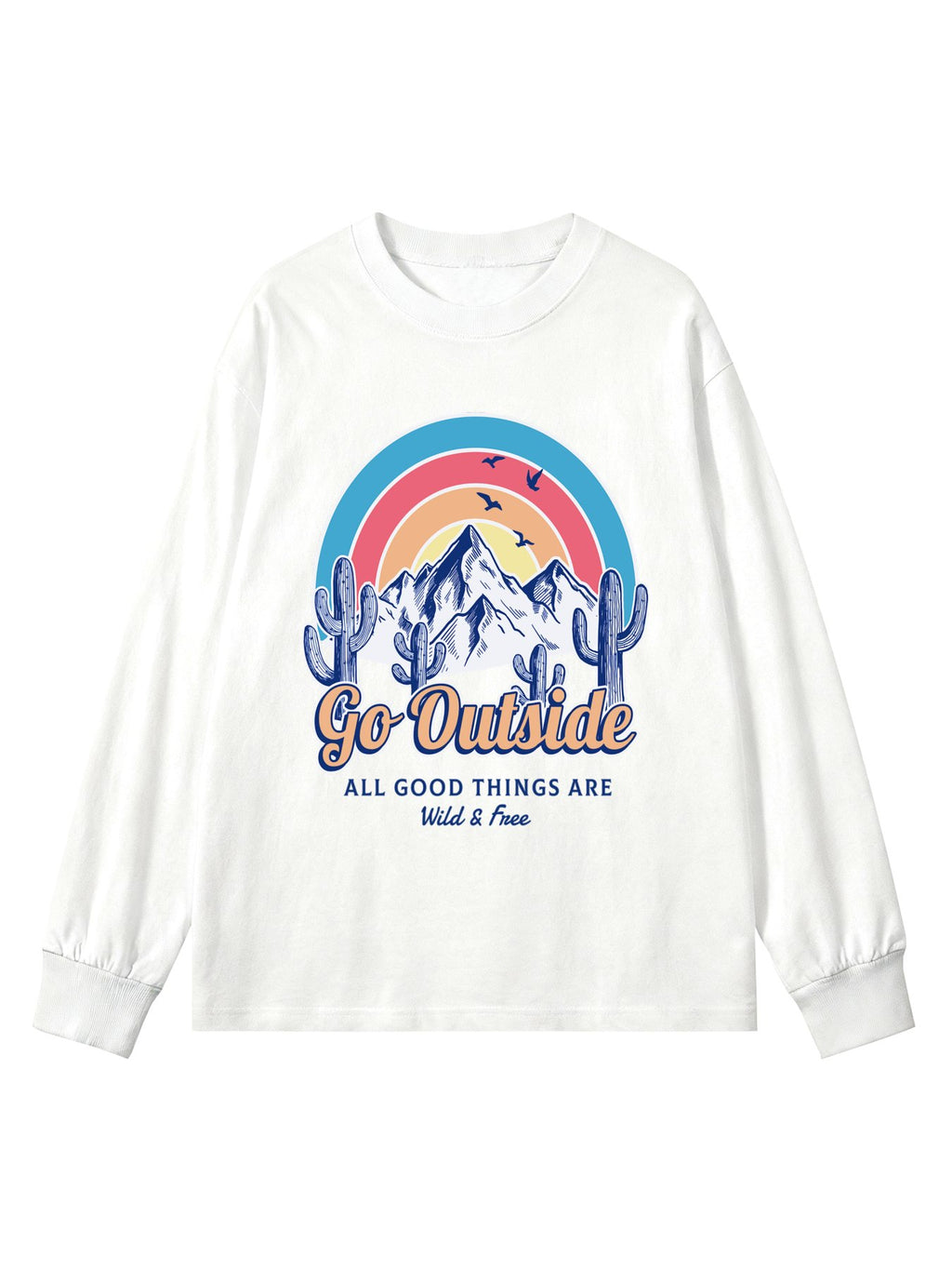 Japanese Long Sleeve Cotton Tee Single Sided Print