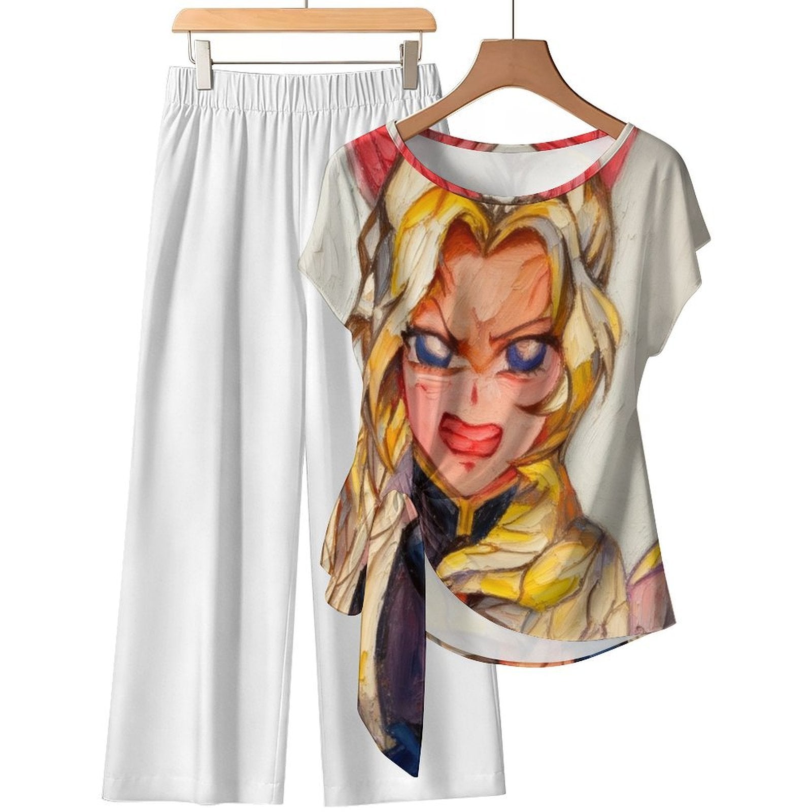 Strap top wide leg pants set