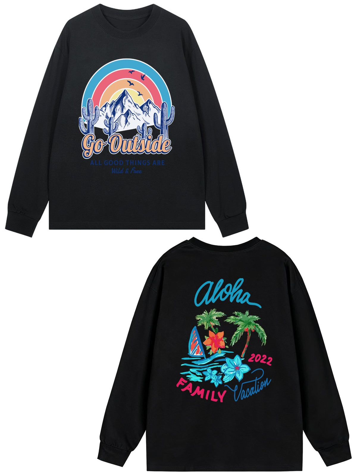 Cotton Long Sleeve Tee Double Sided Print Tbb001