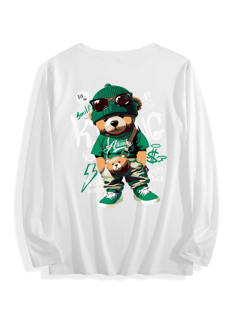 Multicolor Cotton Long Sleeve T Shirt Back Print Tbb001