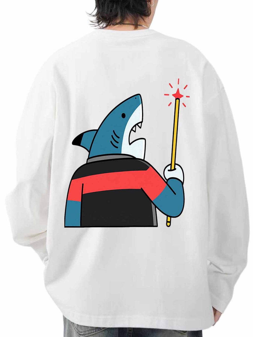 Double Sided Print Long Sleeve Cotton T Shirt
