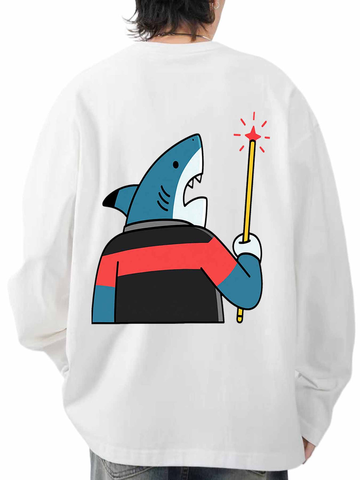 Double Sided Print Long Sleeve Cotton T Shirt