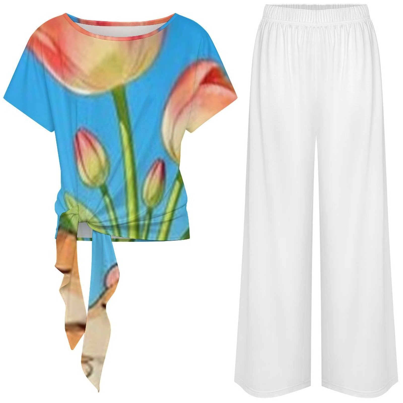 Strap top wide leg pants set