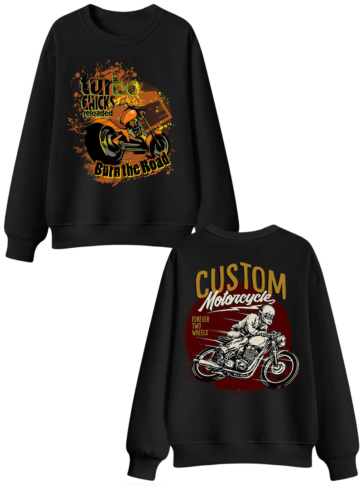 Round Neck Sweatshirt Double Sided Print Tbb001