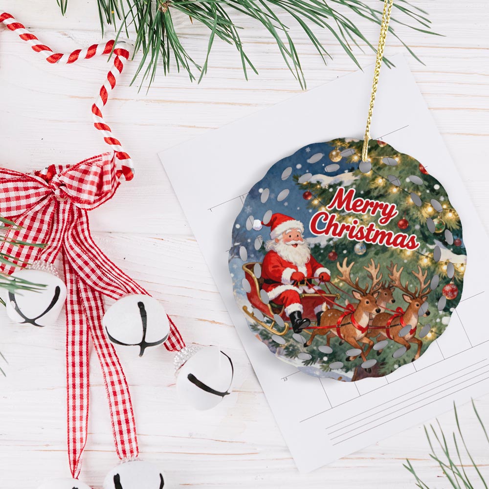 Ceramic Round Rice Grain Ornament Double Sided Print