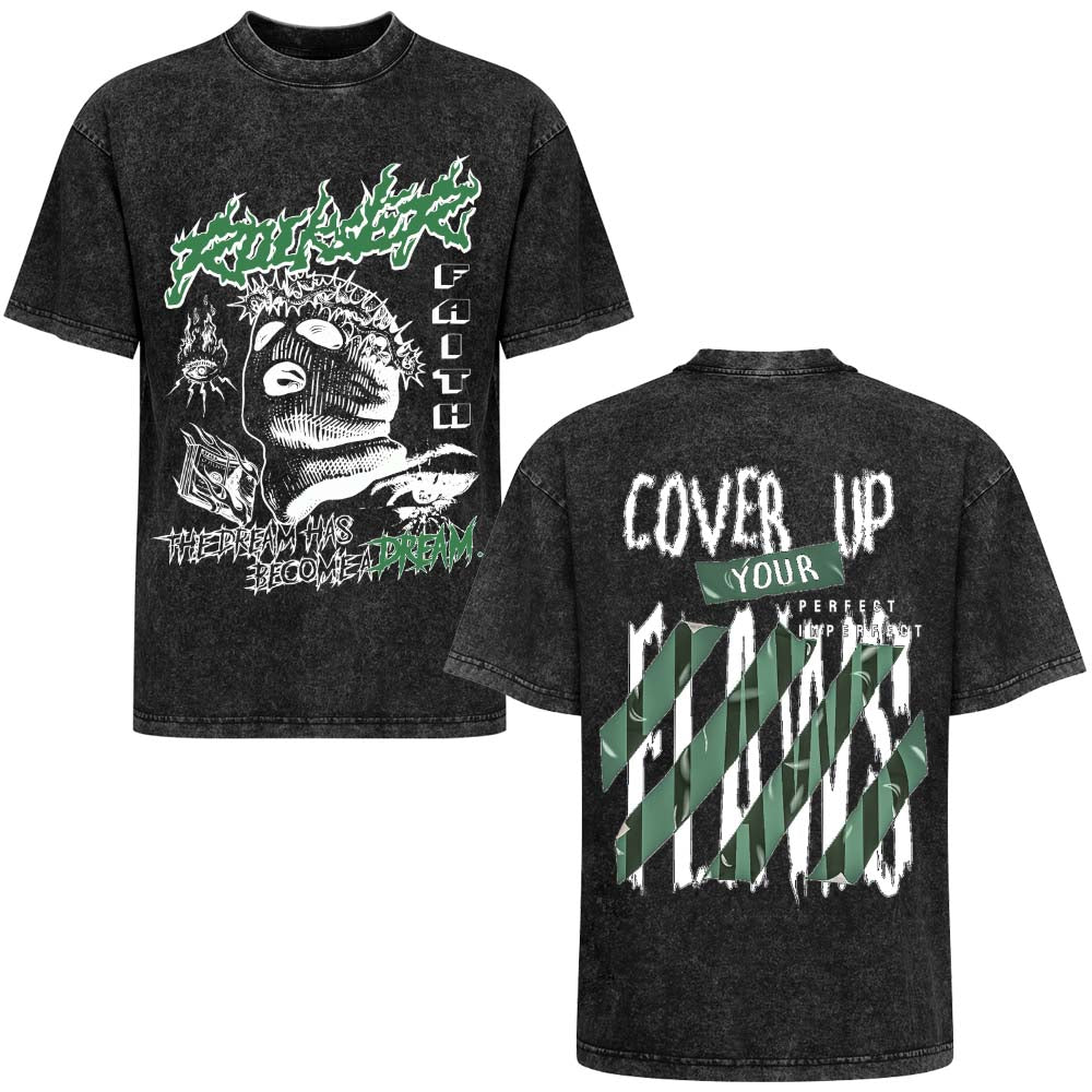 Water Wash Short Sleeve Tee Double Sided Print Tbb001