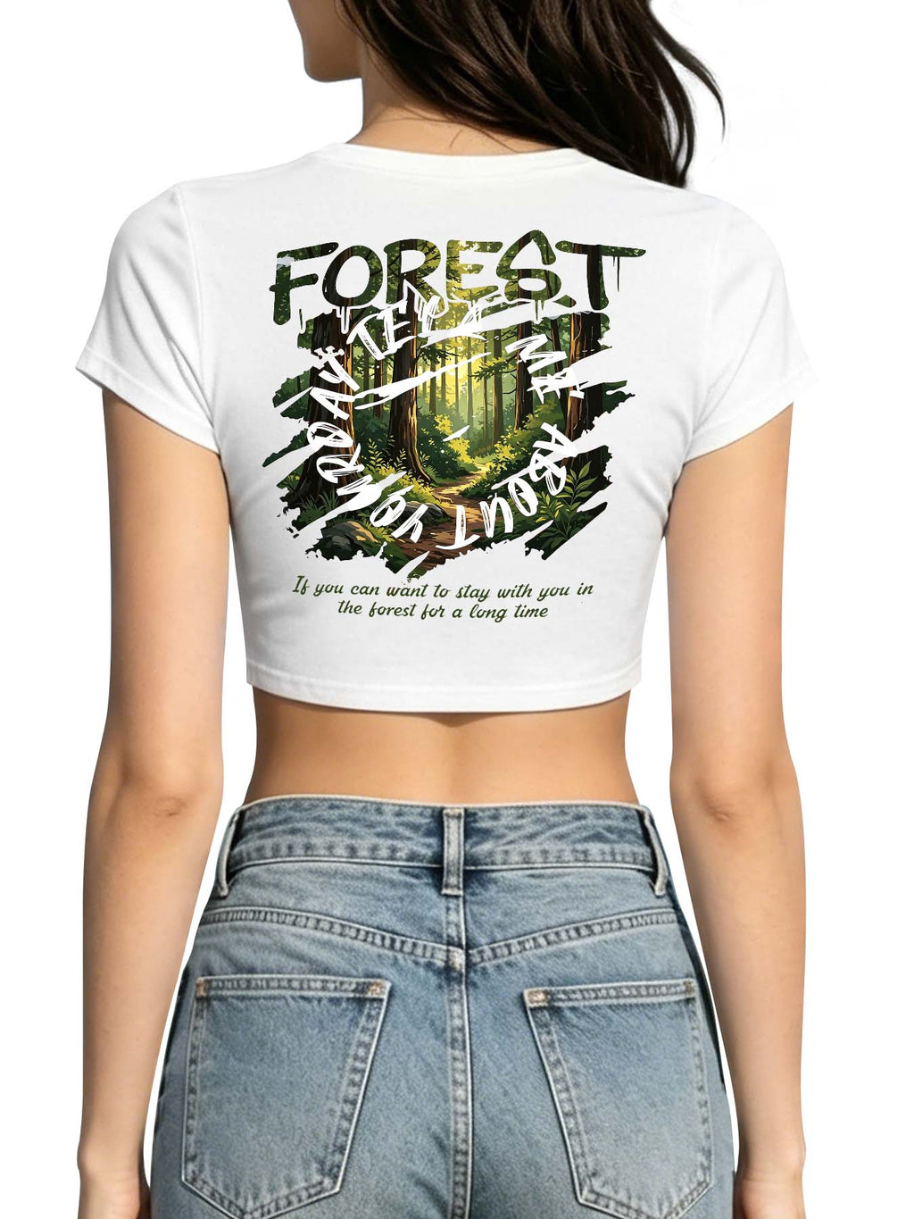 Women Elastic Crop Top Back Print