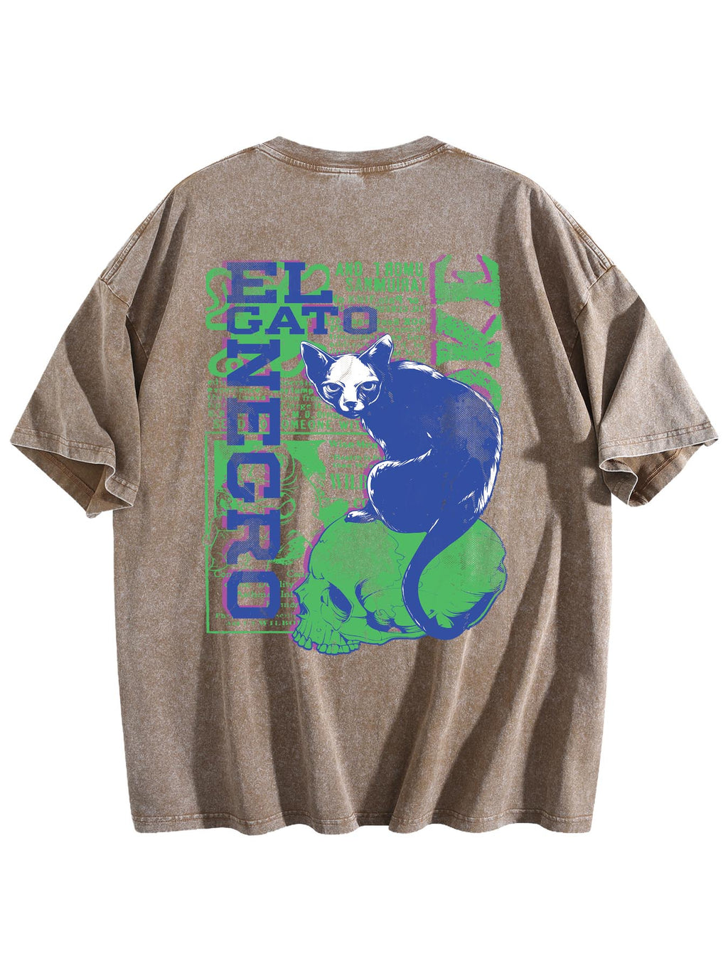 Water Wash Cotton Tee Back Print Tbb001