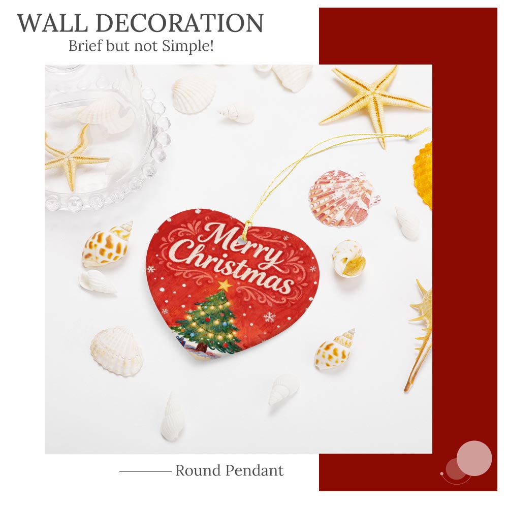 Heart Shaped Ceramic Ornament Double Sided Print