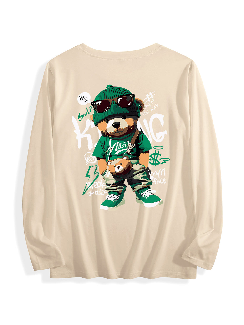 Multicolor Cotton Long Sleeve T Shirt Back Print Tbb001