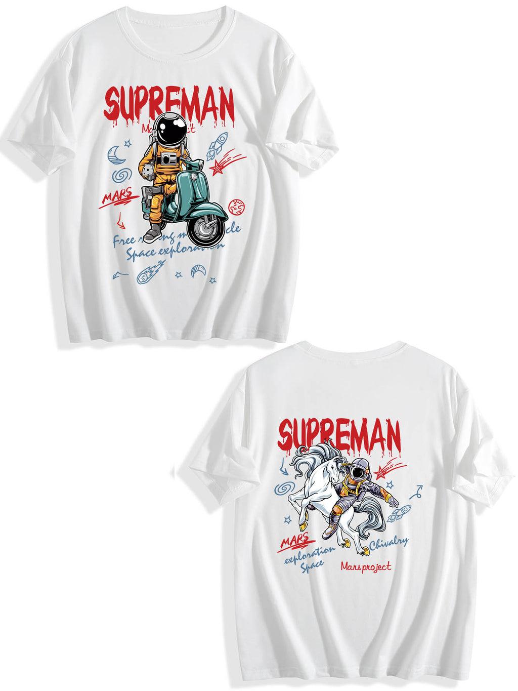 Uk Sizing 100% Cotton T-shirt (with Heat Transfers on Front and Back) – Shipping Not Included