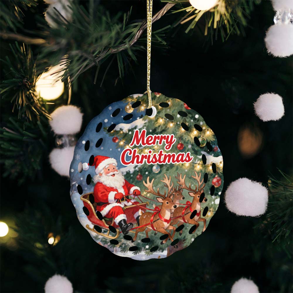 Ceramic Round Rice Grain Ornament Double Sided Print